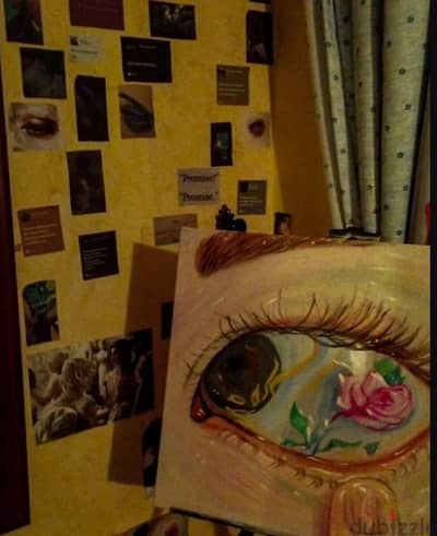 لوحة فنية مرسومة يدويا مناسبة لديكور المنزل و الكافيهات