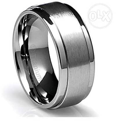 دبله تاتينيم فضي 11 Titanium Ring Flat Brushed Top and Polished 10MM