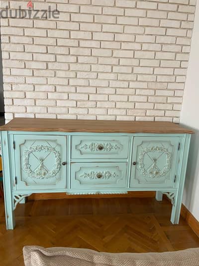 بوفيه انتيكه ازرق شيك Walnut Furniture Turquoise Antique Sideboard