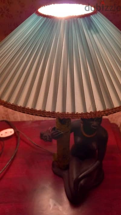 Rare vintage parsony pottery Black Lady Lamp original  shade