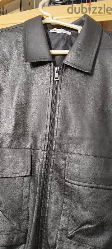 zara leather jacket size m 2