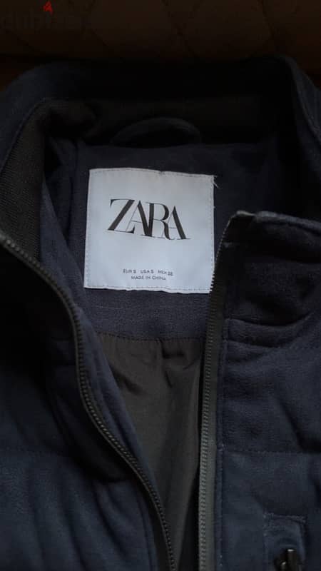 zara suede navy blue jacket 1