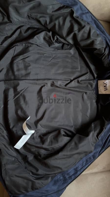 zara suede navy blue jacket 2