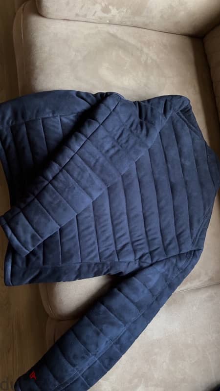 zara suede navy blue jacket 3