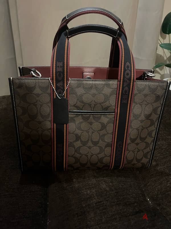 coach brown canvas bag 1