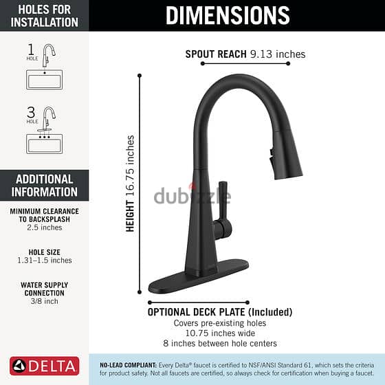 DELTA LENTA 19802TZ Pull Down Sprayer Touch Kitchen Sink Faucet 1