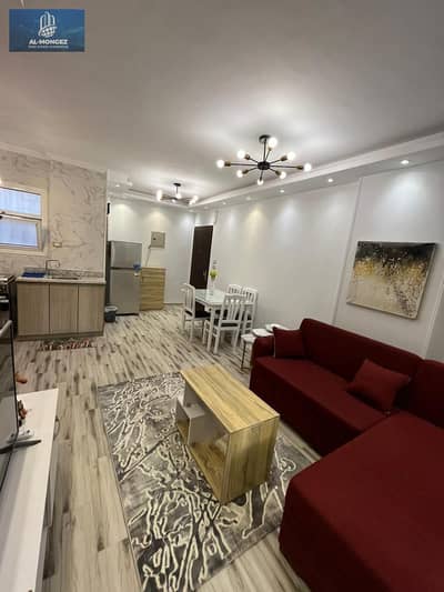 Available second studio furnished apartment for rent in Madinaty, in front of all services, ultra super deluxe.