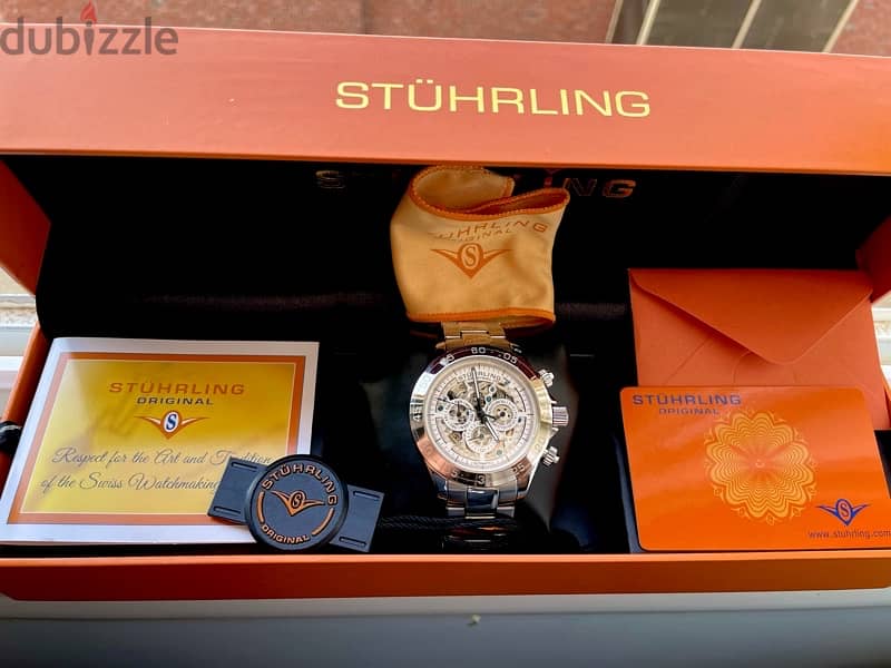 Stuhrling Original Automatic Skeleton Chronograph ساعه 3