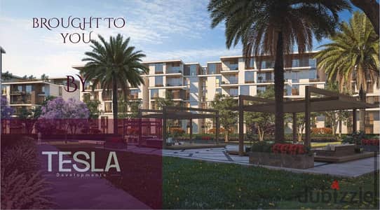 Apartment for sale in Tesla Residence Compound, October Gardens, directly on Al Wahat Road, in front of MSA University for a bargain price and the longest repayment period.
