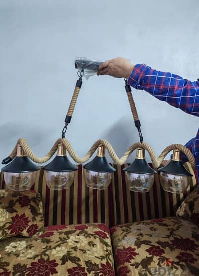 ٢ نجفة ديكور اسود بالور ، جديد