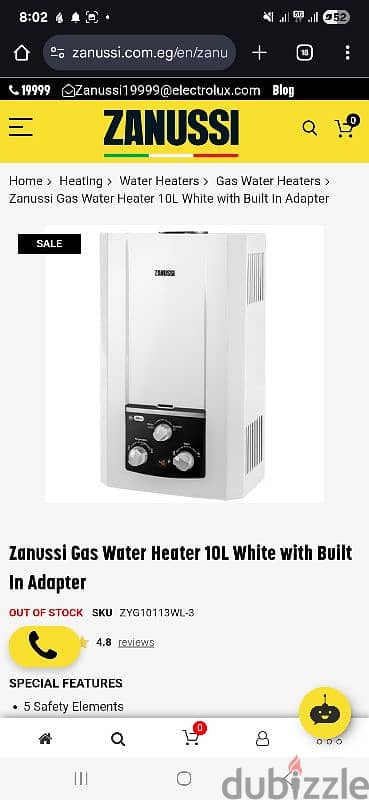 zanussi tankless gas heater 10L
