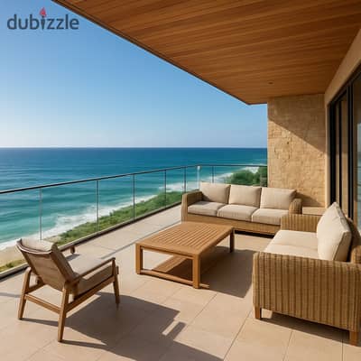 Opportunity (your presenter = your discount) Chalet finished with a panoramic sea view for sale in the finest resort in the heart of Al Galala, Ain Sokhna, directly on the sea