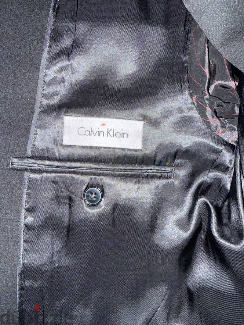Calvin Klein Blazer Mens 40L Black Two Button Suit Jacket 6