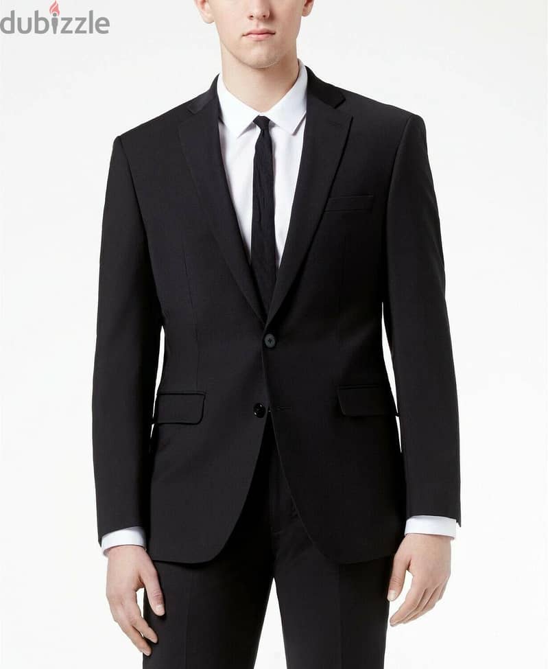 Calvin Klein Blazer Mens 40L Black Two Button Suit Jacket 9