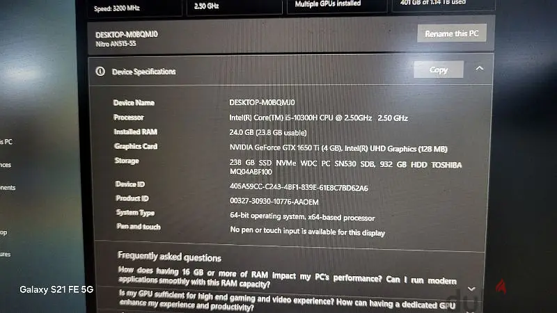 Laptop Acer Gaming65592915891715122