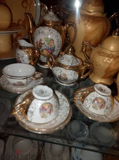 Vintage Bavaria Porcelain Demitasse Tea Set – Hand-Painted, Gold Trim