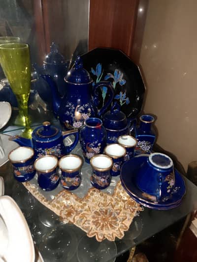 Japanese Cobalt Blue Coffee & Tea Set – Hand-Painted Collectible