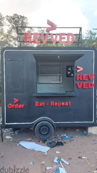 كرفان حاوية مطعم او كافية فود تراك و بارتشن Food Truck خلال 3ايام فقط