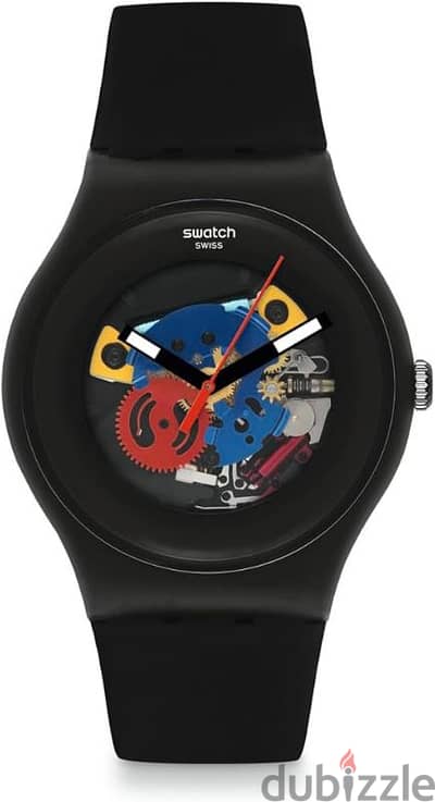 swatch new gent bio-sourced black lacquered again quartz watch