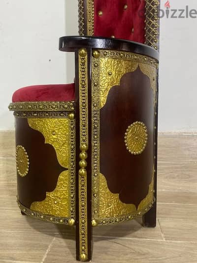 ٢ كرسى جديد خشبي * نحاس ديكورى تحفه فنيه