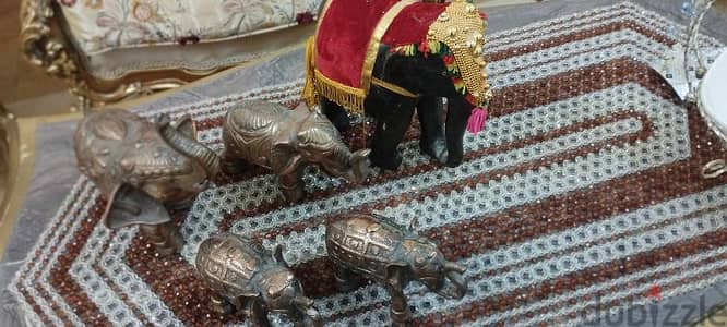 طقم فيلة هندي الومنيوم مطلي نحاس من الهند