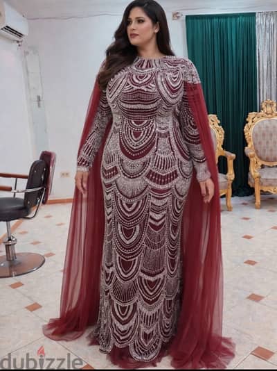فستان سواريه انيق للإيجار مقاس من ٩٠ ل ١١٠ لون نبيتي