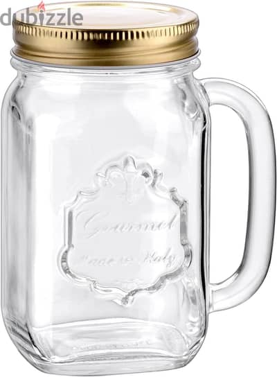 مج برطمان بغطاء محكم بورجونوفو إيطالي - Borgonovo Mason Jar Mug