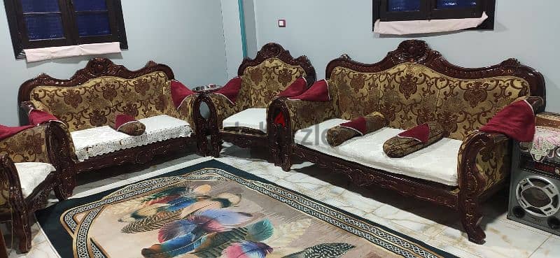 طقم انتريه ونيش خشب زان احمر 