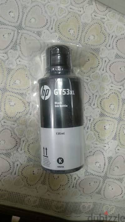 زجاجة حبر أصلية سوداء طراز HP GT53XL