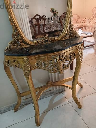 كونسول مذهب بمرآة ورخام ايطالي