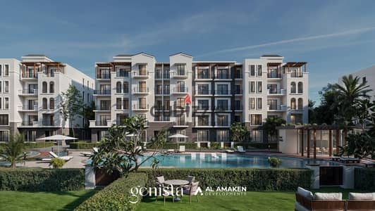 A north-facing apartment for sale at a bargain price in the most prestigious and distinguished compound, facing Al Rabwa, in the heart of Sheikh Zayed