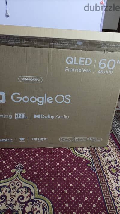 شاشة 60 بوصة اسمارت فريش QLED بالكرتونة والضمان وفاتورة الشراء.