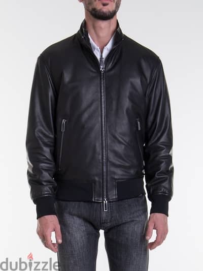 Emporio Armani Lezar  Calfskin Bomber Jacket blue black Size M