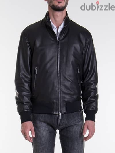 Emporio Armani Lezar  Calfskin Bomber Jacket blue black Size M