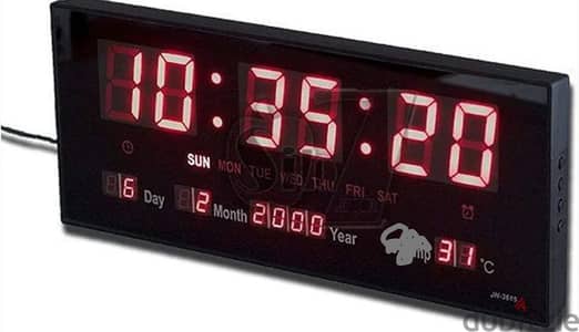 LED Digital Wall Clock– Red , ساعة حائط رقمية حمراء، 36سم في 15سم