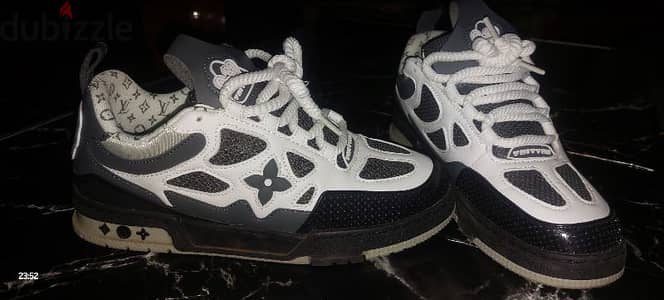 lv skate grey and white shose