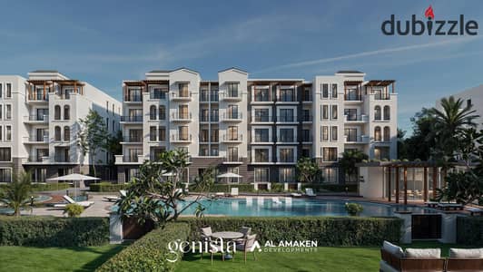 A north-facing apartment for sale at a bargain price in the most prestigious and distinguished compound, facing Al Rabwa, in the heart of Sheikh Zayed