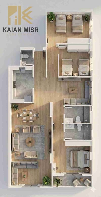 Apartment in front, first floor, semi-finished, with an area of 210 sqm, in the finest areas of the buildings