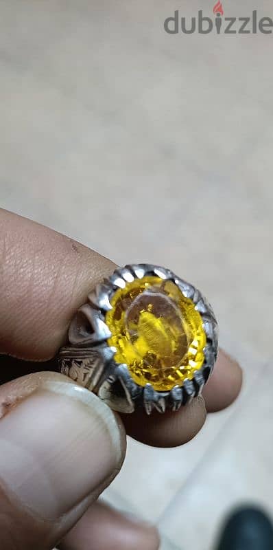 خاتم فضه بحجر سترين طبيعى