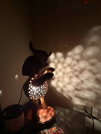 Wooden elephant shaped lamp