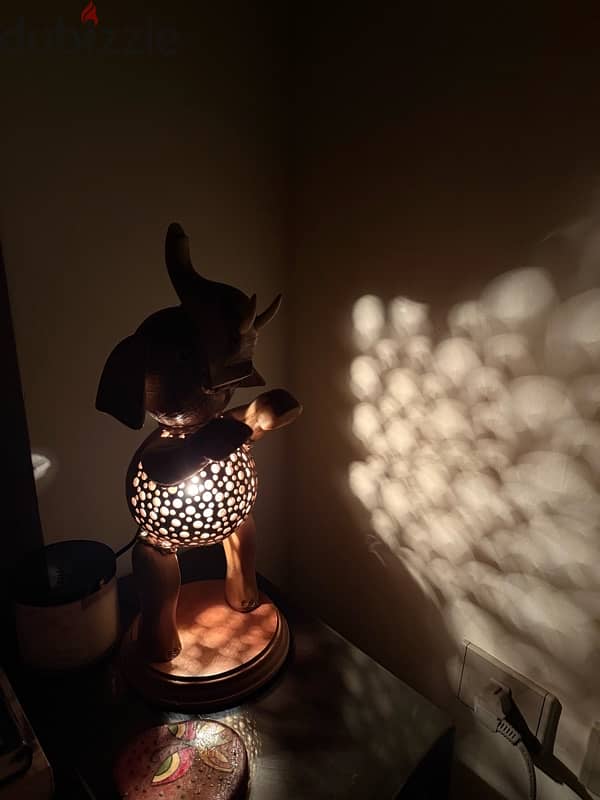Wooden elephant shaped lamp 2