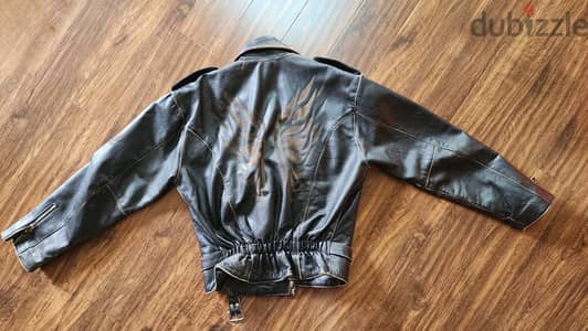 Custom-made distressed genuine leather biker jacket -  جاكيت جلد طبيعي