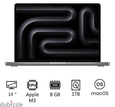 macbook pro m3 1Tb 14.2 inch جديد متبرشم