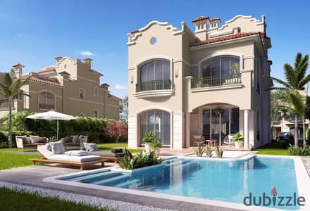 Own a real luxury Stand alone villa 450 msq with private pool Fully finished RTM in a very prime location in new cairo