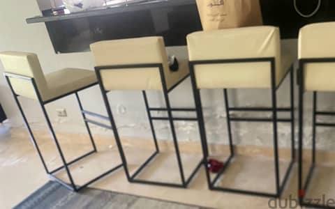 4 high chair- leather كرسي جلد