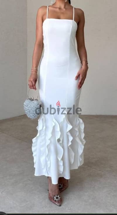 فستان مناسبات تركي - white dress / small size