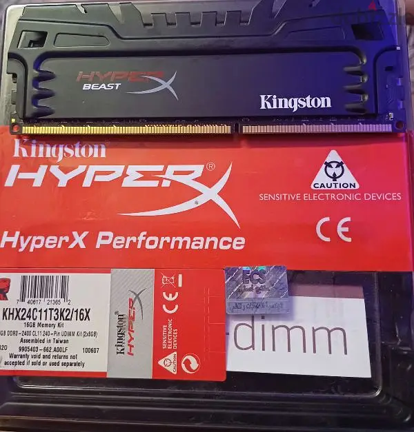 رام Ram Kingstone Beast HyperX 8G بحاله زيرو 8 جيجا DDR3 2400MHZ