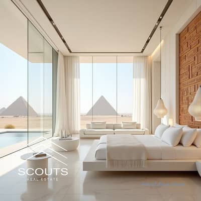 With the highest return on investment 22%, own a fully furnished and equipped hotel apartment under Hilton management, view of the Pyramids  Museum