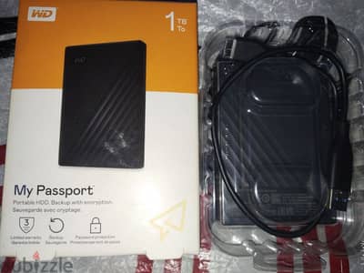 هارد  1 تيرا WD  محمول  My Passport بالضمان