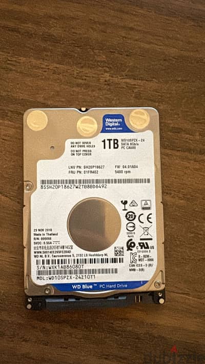 Wester Digital 1TB Hard Drive (2.5 inch) - WD10SPZX- ONLY 709 POWER ON